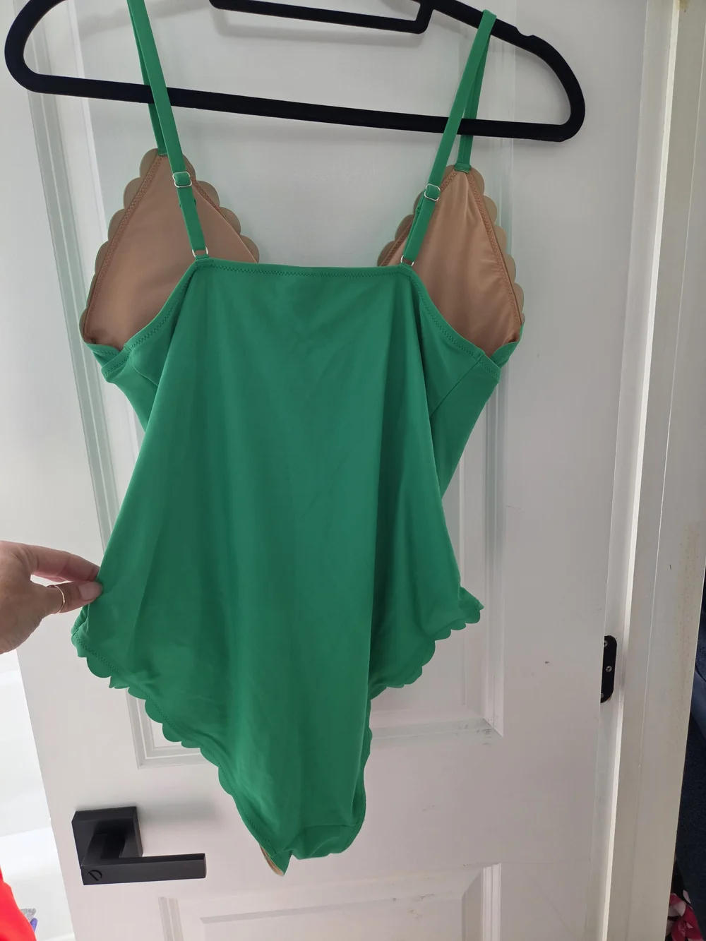 J Crew Women's Green Scallop-Edge One-Piece Swimsuit Size L